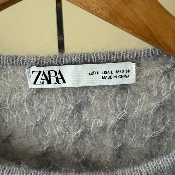 Zara Lilac Wool Blend Cropped Sweater Size L - Picture 4 of 5